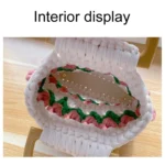 Homemade Tulip Hand Knitting Bag Cloth Strip Line DIY Material Kit With Pearl Shoulder Strap - Image 4