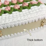 Homemade Tulip Hand Knitting Bag Cloth Strip Line DIY Material Kit With Pearl Shoulder Strap - Image 6