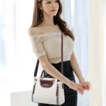 Women Colorblocking Handbag Large Capacity Shoulder Crossbody Bag - Image 2