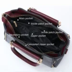 Women Colorblocking Handbag Large Capacity Shoulder Crossbody Bag - Image 5