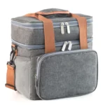 Double Layer Insulated Lunch Bag Large Capacity Food Cooler Bag with Shoulder Strap