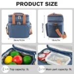 Double Layer Insulated Lunch Bag Large Capacity Food Cooler Bag with Shoulder Strap - Image 5