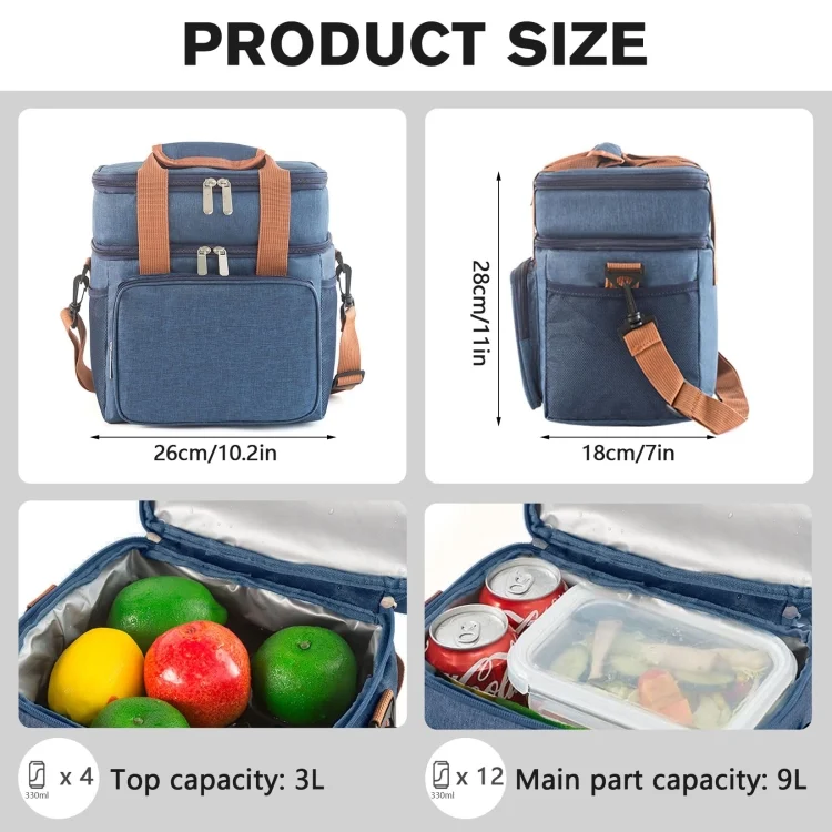 TBD06046265_B4.webp Double Layer Insulated Lunch Bag Large Capacity Food Cooler Bag with Shoulder Strap - Image 5