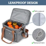 Double Layer Insulated Lunch Bag Large Capacity Food Cooler Bag with Shoulder Strap - Image 6