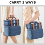Double Layer Insulated Lunch Bag Large Capacity Food Cooler Bag with Shoulder Strap - Image 8