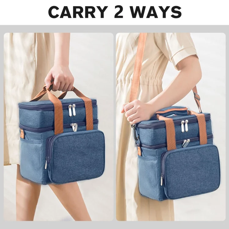 TBD06046265_B7.webp Double Layer Insulated Lunch Bag Large Capacity Food Cooler Bag with Shoulder Strap - Image 8
