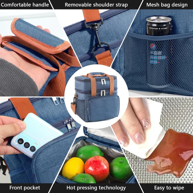 TBD06046265_B8.webp Double Layer Insulated Lunch Bag Large Capacity Food Cooler Bag with Shoulder Strap - Image 9