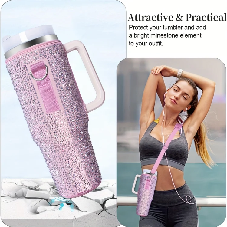 TBD06046352_B1.webp For Stanley 40oz Cup Hot Diamond Cover Neoprene Insulated Portable Bottle Cover - Image 2
