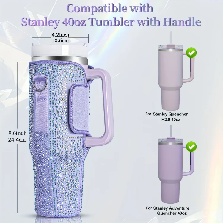 TBD06046352_B2.webp For Stanley 40oz Cup Hot Diamond Cover Neoprene Insulated Portable Bottle Cover - Image 3
