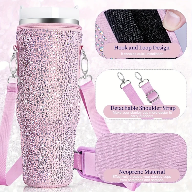 TBD06046352_B3.webp For Stanley 40oz Cup Hot Diamond Cover Neoprene Insulated Portable Bottle Cover - Image 4