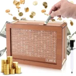 Wooden Money Box Piggy Bank With Counter Home Library Decoration - Image 2