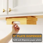 9-inch Paper Plate Dispenser Under Cabinet Bamboo Plates Holder Kitchen Storage Rack - Image 3