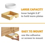 9-inch Paper Plate Dispenser Under Cabinet Bamboo Plates Holder Kitchen Storage Rack - Image 5