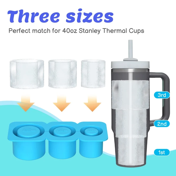 TBD06046456_B2.webp Silicone Ice Molds With Lid For Stanley Tumblers Cups Can Making 3 Hollow Cylinders - Image 3