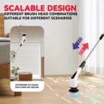 Cordless Electric Spin Scrubber Extension Handle with 7 Replacement Heads - Image 6