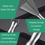 304 Thickened Lengthened Steel Wire Pot Brush Stainless Steel Cleaning Brush For Kitchen - Image 6