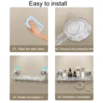 Bathroom No-Punch Suction Cup Shelf Household Restroom Wall Mounted Organizing Rack - Image 11