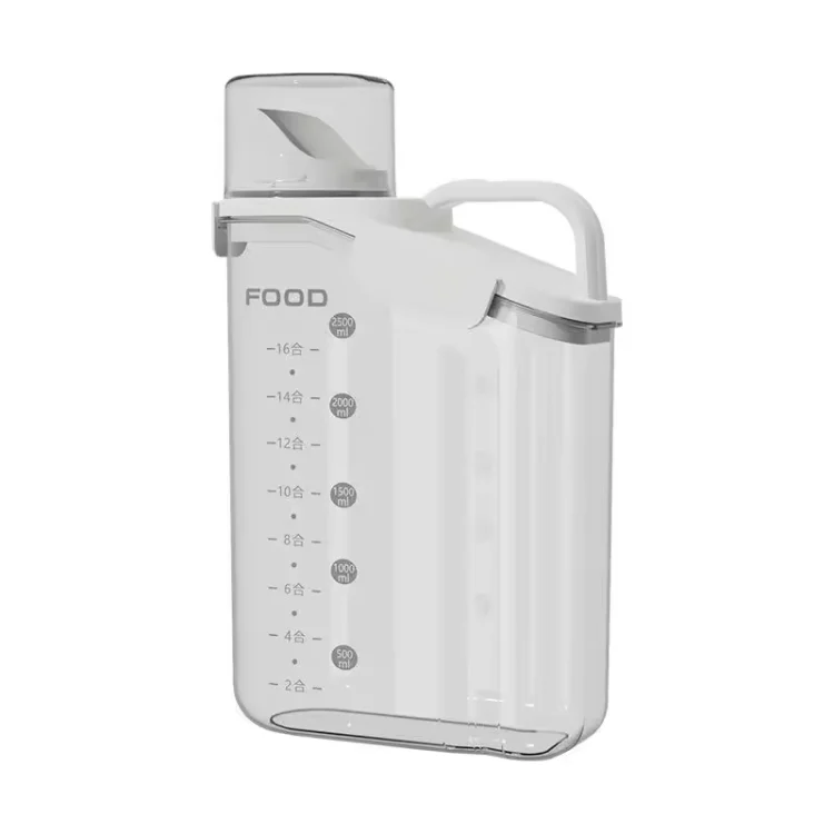 Plastic Sealed Grains Container Dry Food Storage Bin with Measuring Cup Pouring Spout