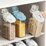 Plastic Sealed Grains Container Dry Food Storage Bin with Measuring Cup Pouring Spout - Image 7