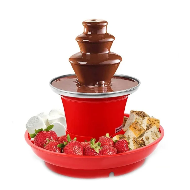 35W 3 Tier Chocolate Fountain Mini Fondue Set with Hot Melting Pot Base