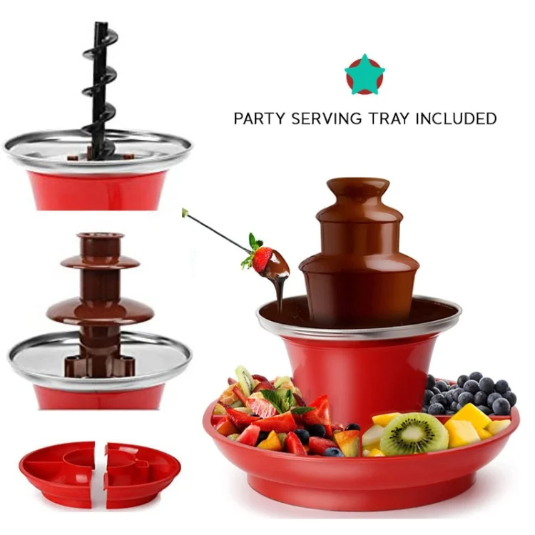 TBD06046751_B1.webp 35W  3 Tier Chocolate Fountain  Mini Fondue Set with Hot Melting Pot Base - Image 2