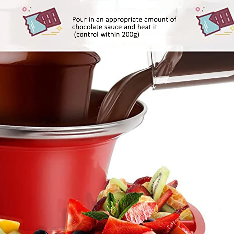 TBD06046751_B2.webp 35W  3 Tier Chocolate Fountain  Mini Fondue Set with Hot Melting Pot Base - Image 3