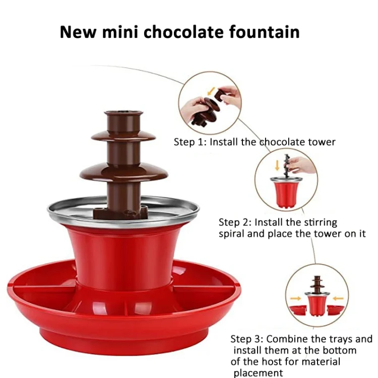 TBD06046751_B3.webp 35W  3 Tier Chocolate Fountain  Mini Fondue Set with Hot Melting Pot Base - Image 4