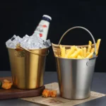 304 Stainless Steel Handheld Ice Bucket Bar Beer Chill Bucket Chips Milk Tea Snacks Barrel - Image 2