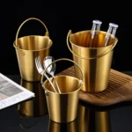 304 Stainless Steel Handheld Ice Bucket Bar Beer Chill Bucket Chips Milk Tea Snacks Barrel - Image 3