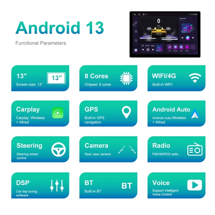 TBD06046915_B13.webp 13.1 inch 4+64G Android Large Screen Navigator With Universal Map APK / Carplay / Reverse Car Image - Image 14