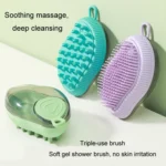 Dog Cleaning Supply Fillable Shower Gel Type Cats Dog Massage Bathing Brush - Image 6
