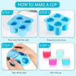 Four Hole Ice Cup Silicone Mold Compartment Cylindrical Coke Whiskey Ice Cube Maker Mold - Image 8