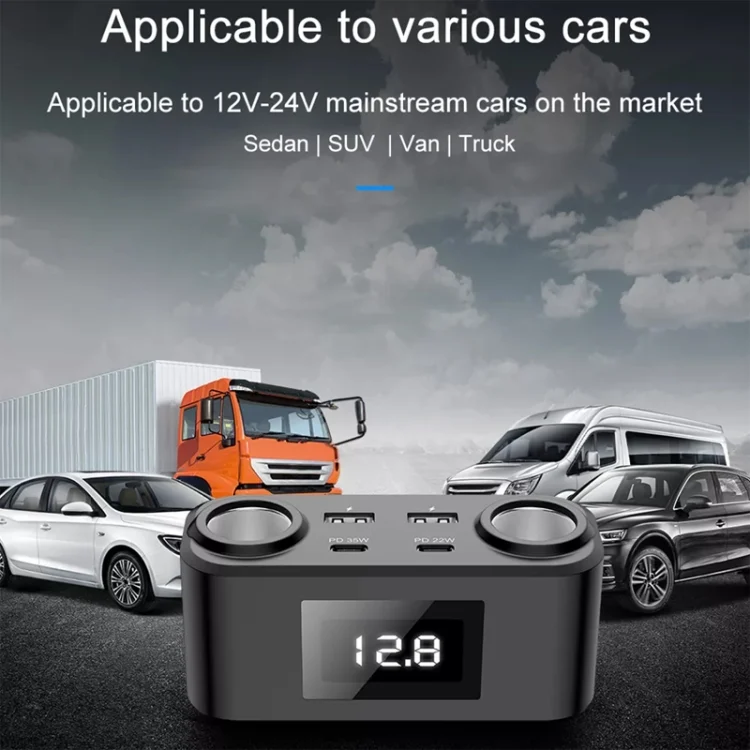TBD06047083_11.webp One To Four PD+QC Car Cigarette Lighter Multi-Port Mobile Phone Charger - Image 12