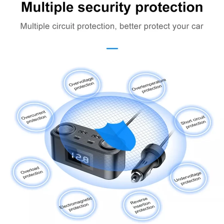 TBD06047083_4.webp One To Four PD+QC Car Cigarette Lighter Multi-Port Mobile Phone Charger - Image 5