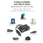 One to Four Car Charger Multifunctional Adapter Expansion Port - Image 3