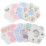 2pcs Dual Sided Newborn Baby Petal Waterproof Bib Six Layers Gauze Cotton Plum Bib - Image 2
