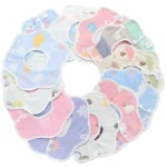 2pcs Dual Sided Newborn Baby Petal Waterproof Bib Six Layers Gauze Cotton Plum Bib - Image 3