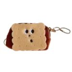 Cartoon Cute Crooked Mouth Cookie Plush Coin Purse Data Cable Lipstick Storage Bag