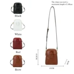 Baellerry N8925 Oil Wax Leather Double Zipper Mobile Phone Bag Shoulder Crossbody Coin Purse - Image 3