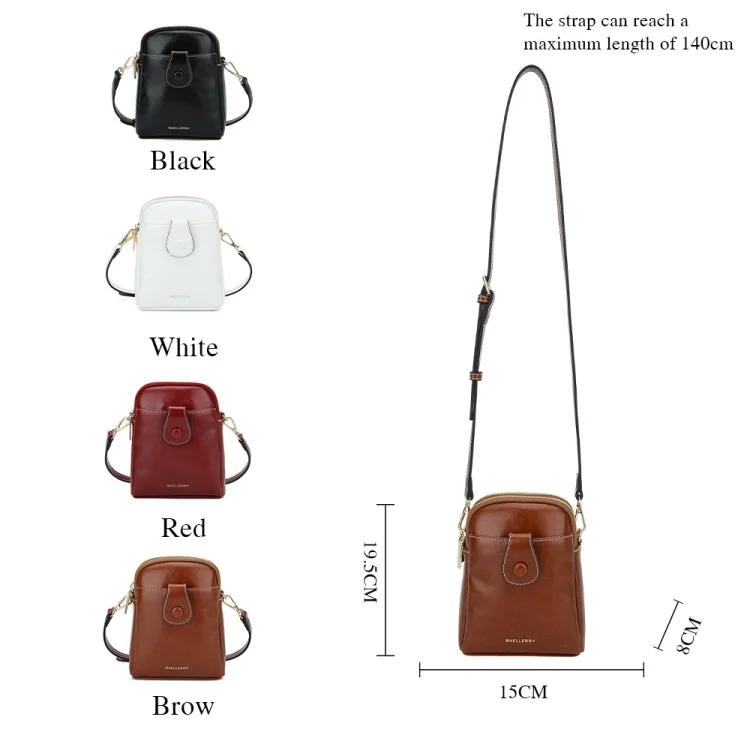 TBD06047335_B2.webp Baellerry N8925 Oil Wax Leather Double Zipper Mobile Phone Bag Shoulder Crossbody Coin Purse - Image 3