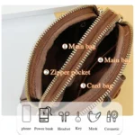 Baellerry N8925 Oil Wax Leather Double Zipper Mobile Phone Bag Shoulder Crossbody Coin Purse - Image 6