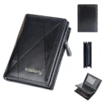 Baellerry D3213 Retro Leather Short Wallet Multi-card Slot Zipper Card Holder