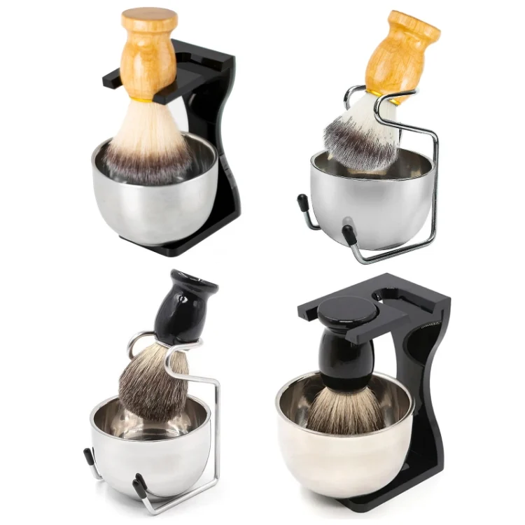 TBD06047387_B1.webp 3pcs /Set Men Foam Manual Wooden Handle Beard Brush Set - Image 2