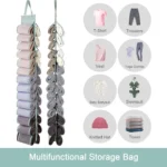 Double-Sided 24 Grids Storage Hanging Bag Hanging Storage Closet Behind Door Storage Organizer - Image 7
