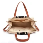 Women Handbag Briefcase Large Capacity Canvas Crossbody Bag - Image 9