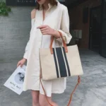 Women Handbag Briefcase Large Capacity Canvas Crossbody Bag - Image 7