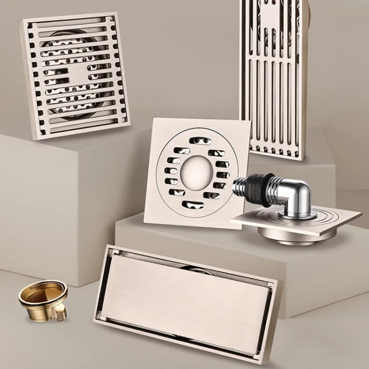 TBD06047583_B1.webp All Copper Brushed Anti-Odor Floor Drain Gravity Copper Core Bathroom Floor Drain - Image 2