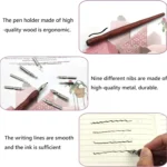 9 Calligraphy Nibs+ Dip Pen Set For Cartoon Sketching Art Drawing - Image 3