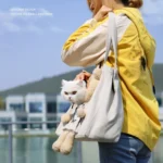 Portable Outing Cat Bag Exposed Shoulder Canvas Bag Small Dog Pet Bag - Image 5