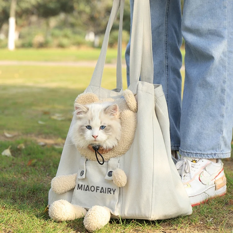 TBD06047646_B6.webp Portable Outing Cat Bag Exposed Shoulder Canvas Bag Small Dog Pet Bag - Image 7